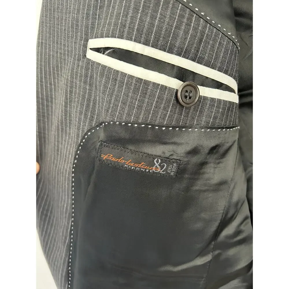 Ermenegildo Zegna Gray Pin Stripe Suit Jacket Blazer 48R - Italian Made